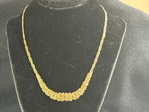 Italian Gold Plated Sterling Silver Grad. Byzantine Center Necklace Stamped 925